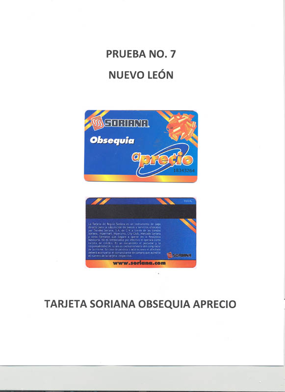 TARJETA SORIANA OBSEQUIA APRECIO-NL 001