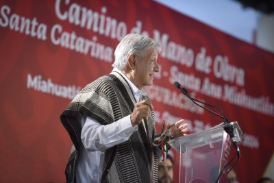 2024-06-22 Presidente AMLO - Inauguracion del camino de mano de obra Santa Catarina Coatlan - Oaxaca - Foto 06